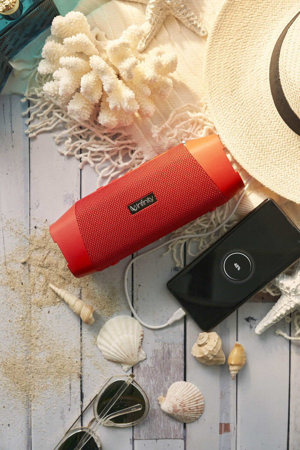 Infinity by Harman Clubz 750 Red Portable Bluetooth Speaker - Built-in Powerbank, 10 Hours Playtime, IPX7 Waterproof